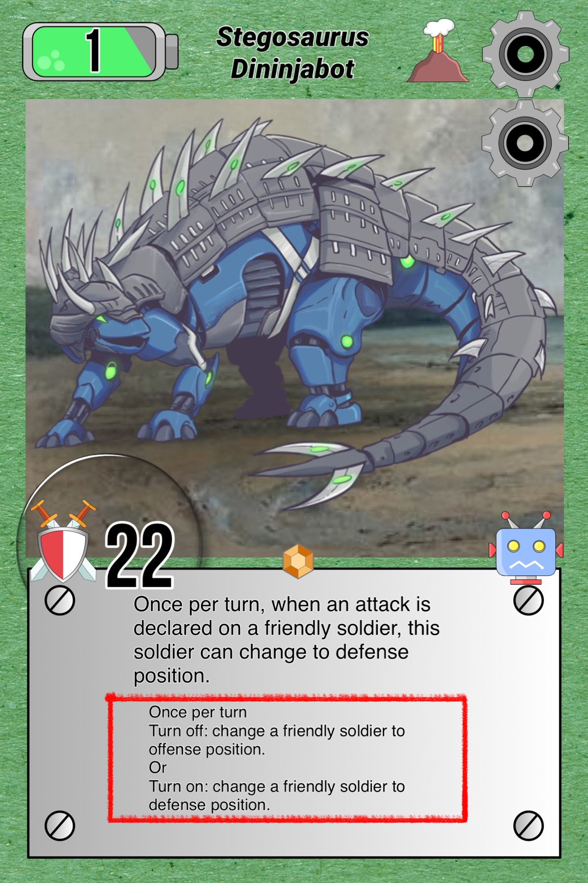 Stegosaurus Dininjabot from The Adventures of Cody TCG